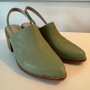 INTENTIONALLY BLANK Sage Green Leather Mules